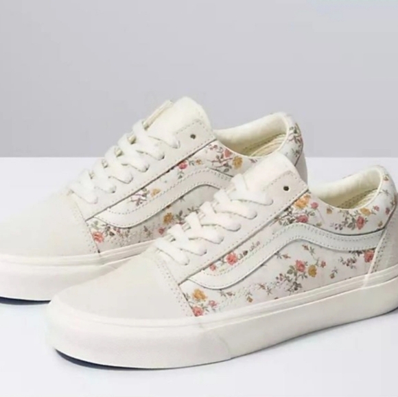 Vans Old Skool Vintage Floral Marshmallow Embroidered Sneakers Women's Size 7.5 - Picture 2 of 6